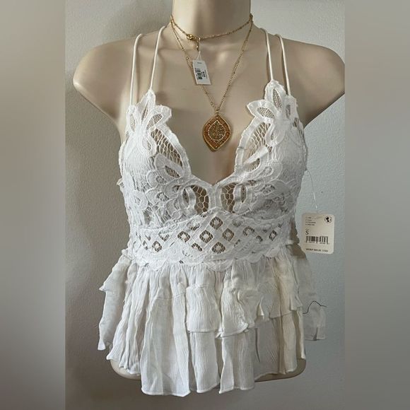 Free People Adella White Cami Size Small NWT - Picture 9 of 11